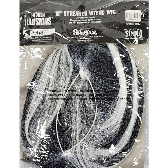 Child Costume Witch Wig Black w/White Streak Halloween Costume Play Party - Picture 2 of 5